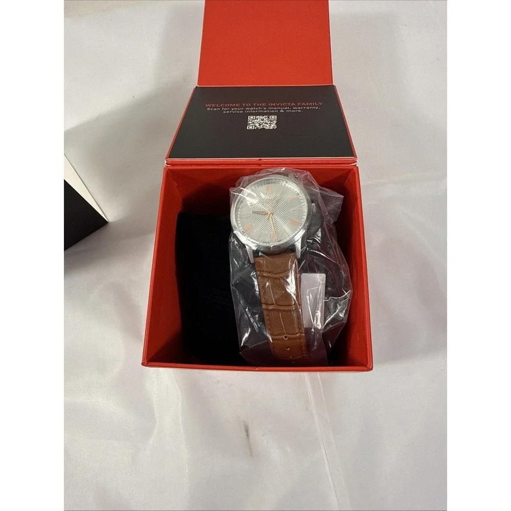 Invicta Celestial Watch Men Size 43mm‎ Stainless Steel Brown Leather Band